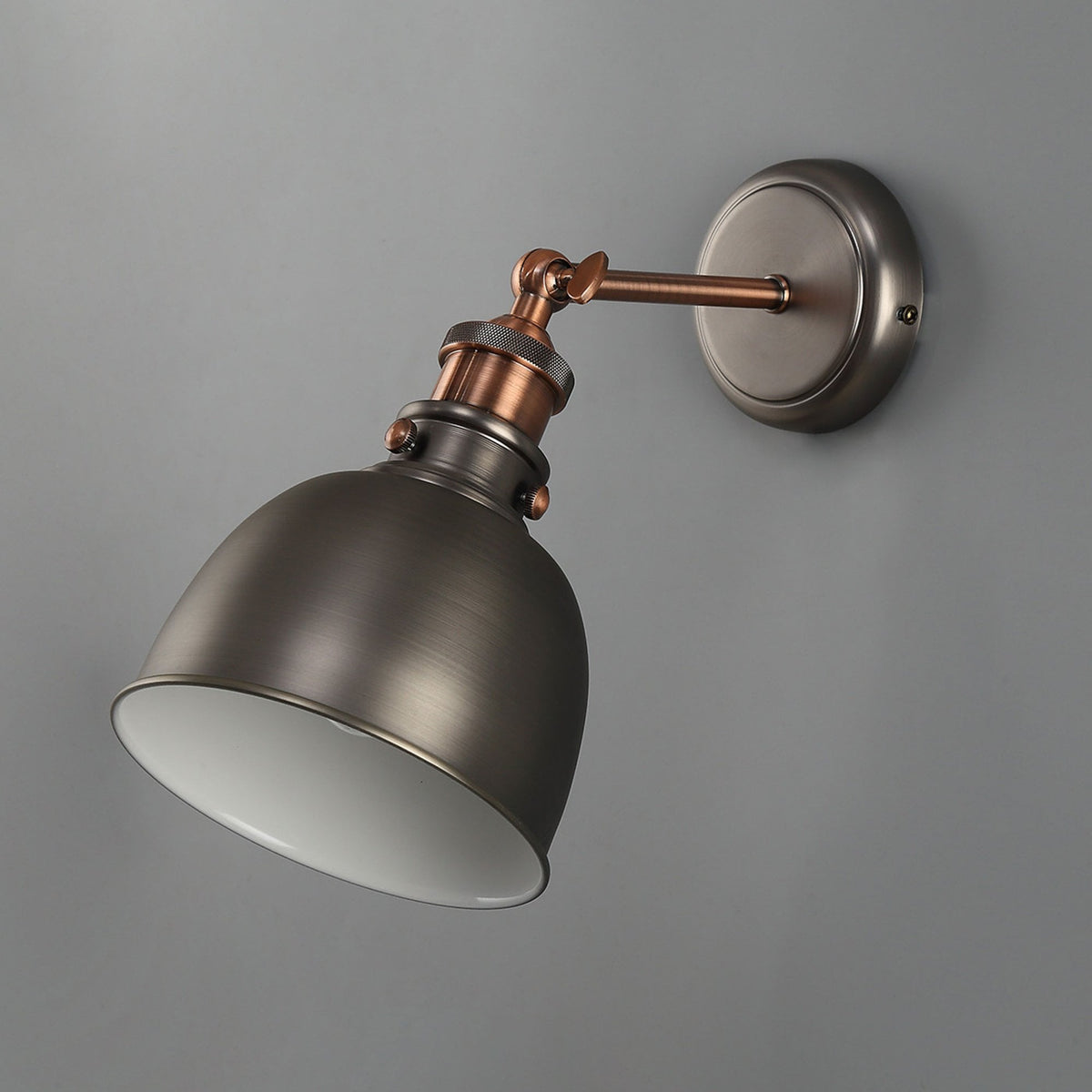 Croyde Adjustable Wall Light in Antique Silver & Copper