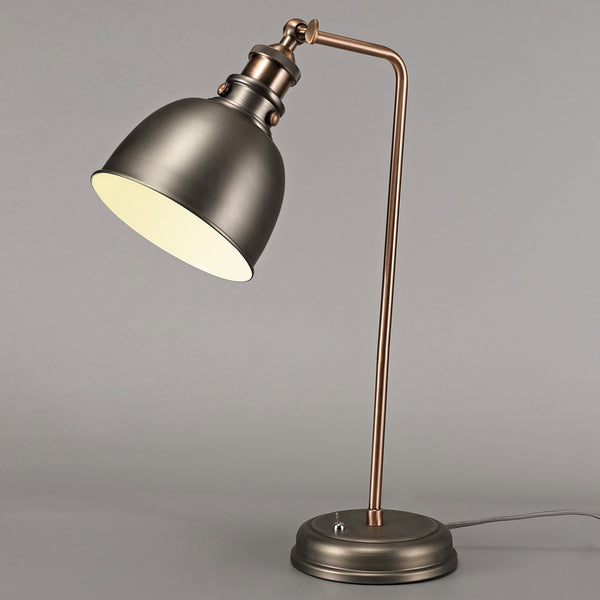 Croyde Adjustable Table Lamp in Antique Silver & Copper