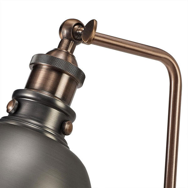 Croyde Adjustable Table Lamp in Antique Silver & Copper
