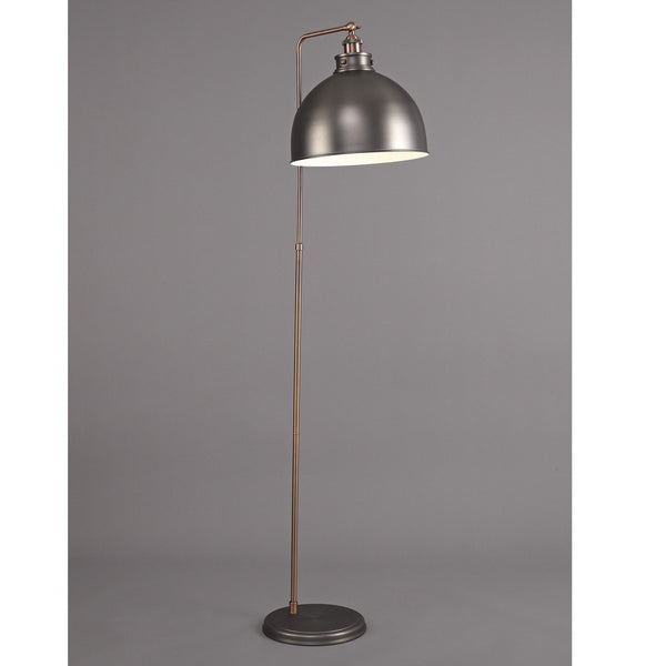 Croyde Adjustable Floor Lamp in Antique Silver & Copper