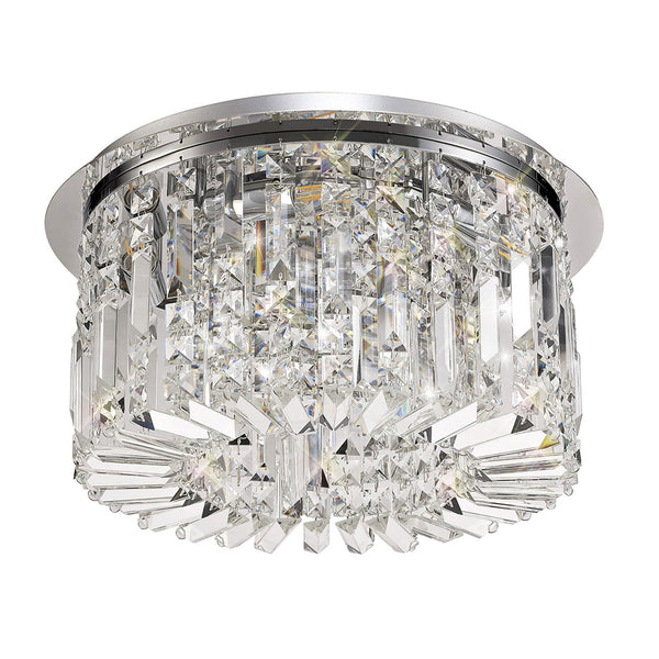 Lustleigh 45cm Round Flush Chandelier in Polished Chrome & Crystal