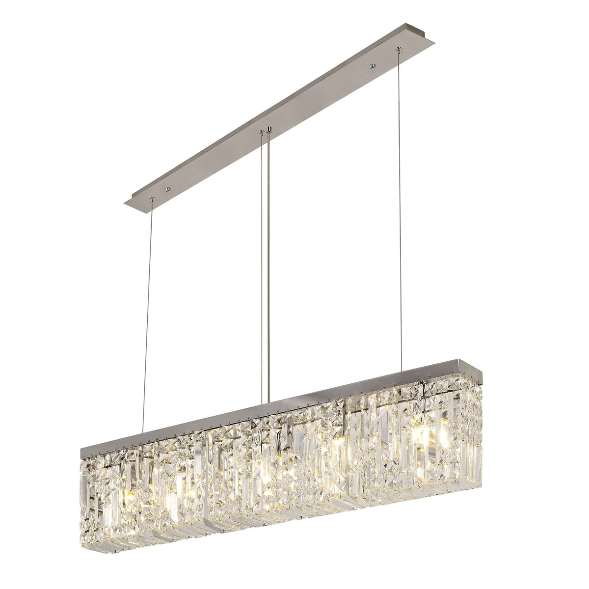 Lustleigh 102 x 9cm Linear Pendant Chandelier in Polished Chrome & Crystal