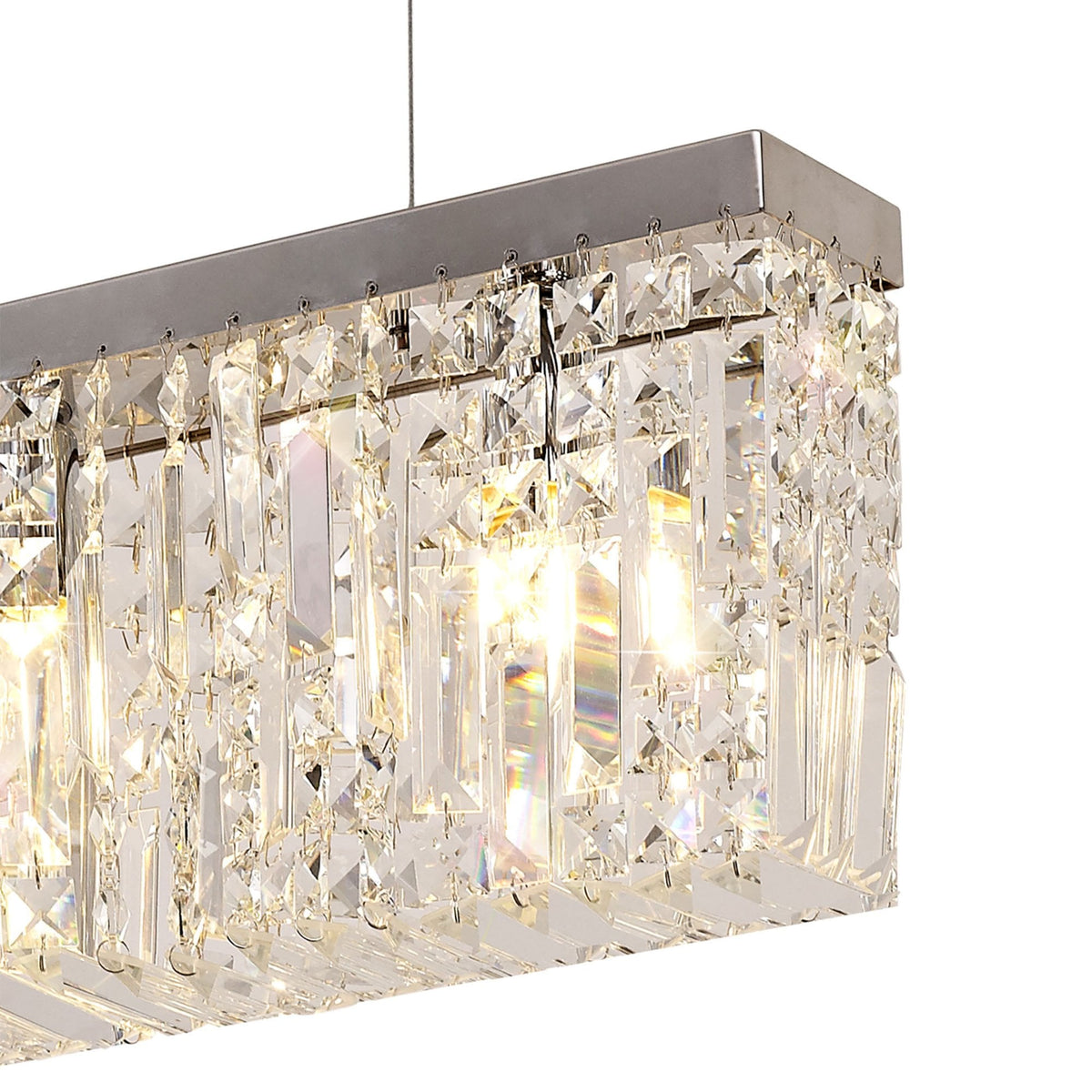 Lustleigh 102 x 9cm Linear Pendant Chandelier in Polished Chrome & Crystal