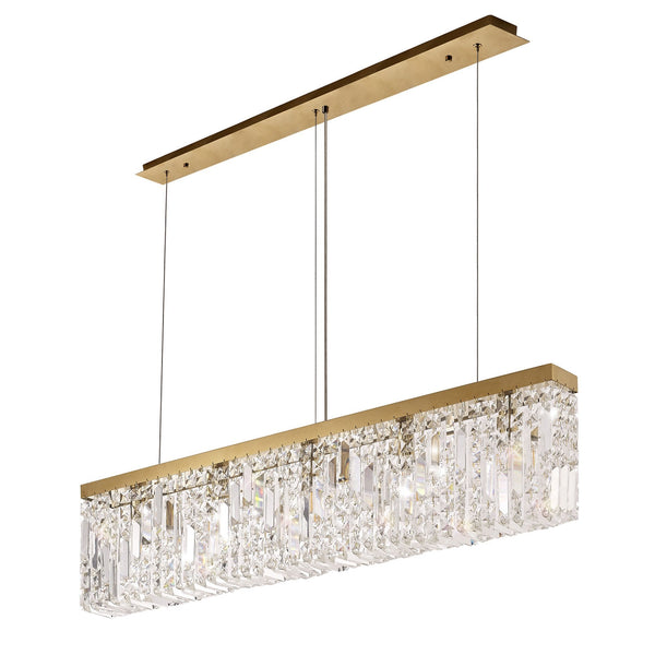Lustleigh 102 x 9cm Linear Pendant Chandelier in Polished Gold & Crystal