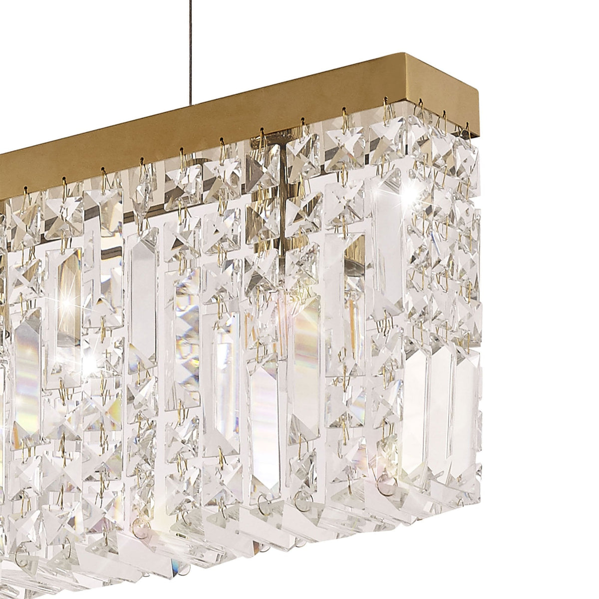 Lustleigh 102 x 9cm Linear Pendant Chandelier in Polished Gold & Crystal