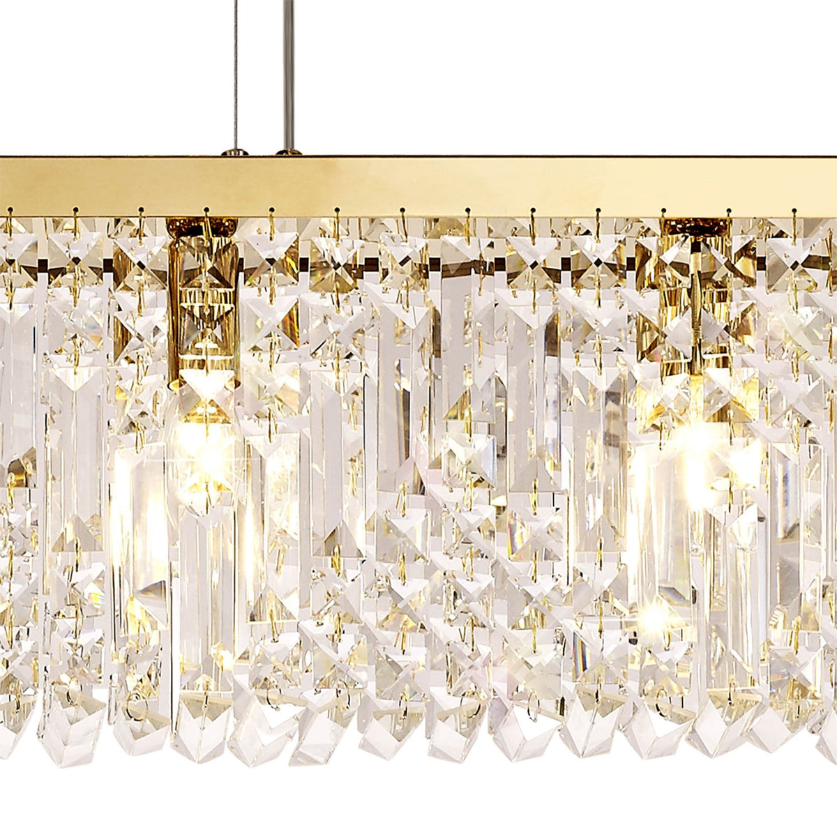 Lustleigh 102 x 9cm Linear Pendant Chandelier in Polished Gold & Crystal