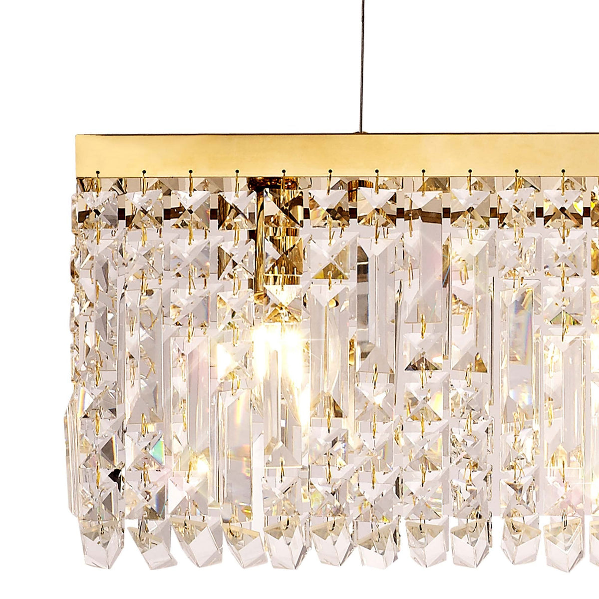 Lustleigh 102 x 9cm Linear Pendant Chandelier in Polished Gold & Crystal