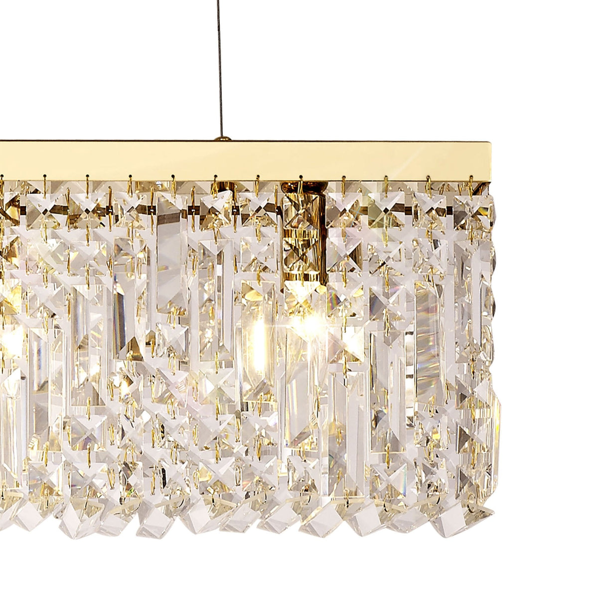 Lustleigh 102 x 9cm Linear Pendant Chandelier in Polished Gold & Crystal