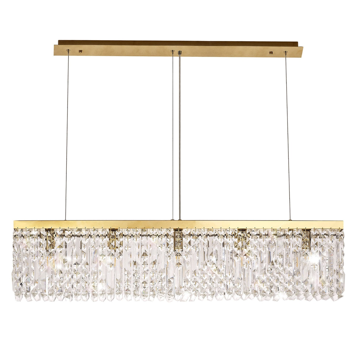 Lustleigh 102 x 9cm Linear Pendant Chandelier in Polished Gold & Crystal