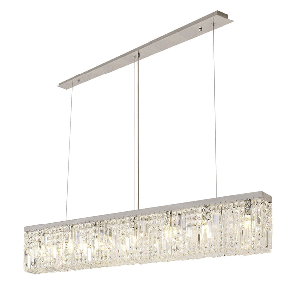 Lustleigh 138 x 9cm Linear Pendant Chandelier in Polished Chrome & Crystal