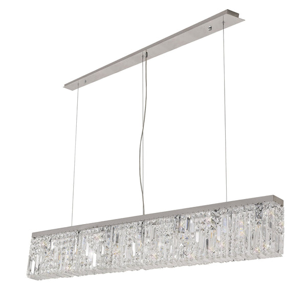 Lustleigh 138 x 9cm Linear Pendant Chandelier in Polished Chrome & Crystal