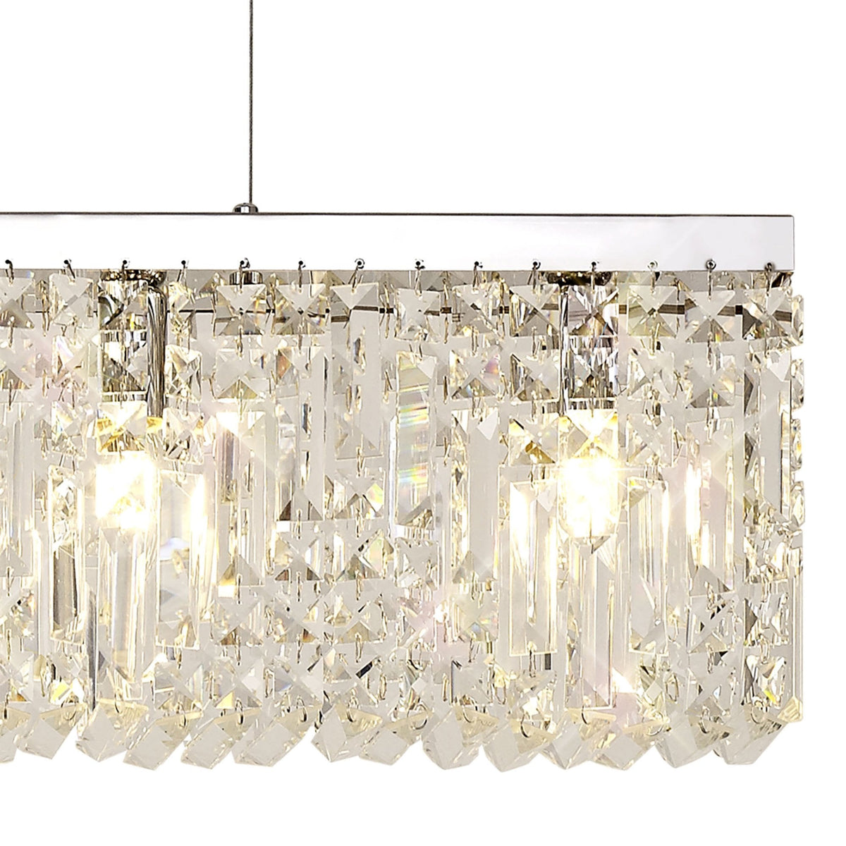 Lustleigh 138 x 9cm Linear Pendant Chandelier in Polished Chrome & Crystal