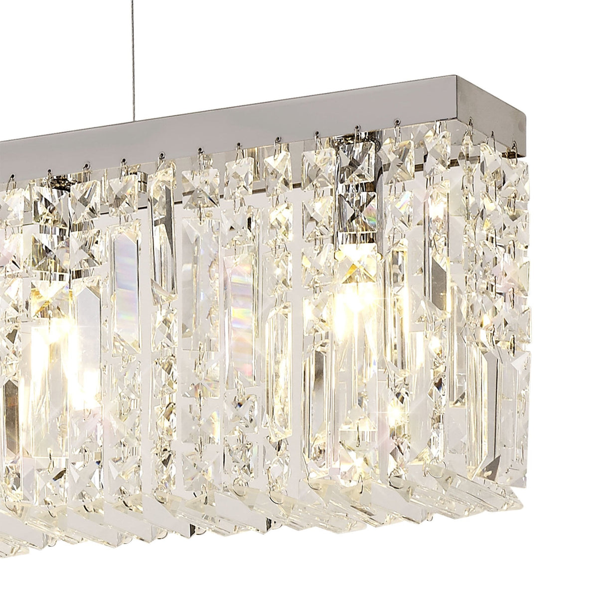 Lustleigh 138 x 9cm Linear Pendant Chandelier in Polished Chrome & Crystal