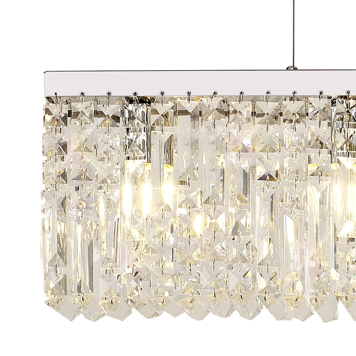 Lustleigh 138 x 9cm Linear Pendant Chandelier in Polished Chrome & Crystal