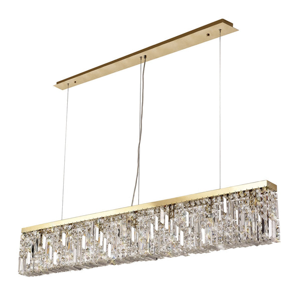 Lustleigh 138 x 9cm Linear Pendant Chandelier in Polished Gold & Crystal