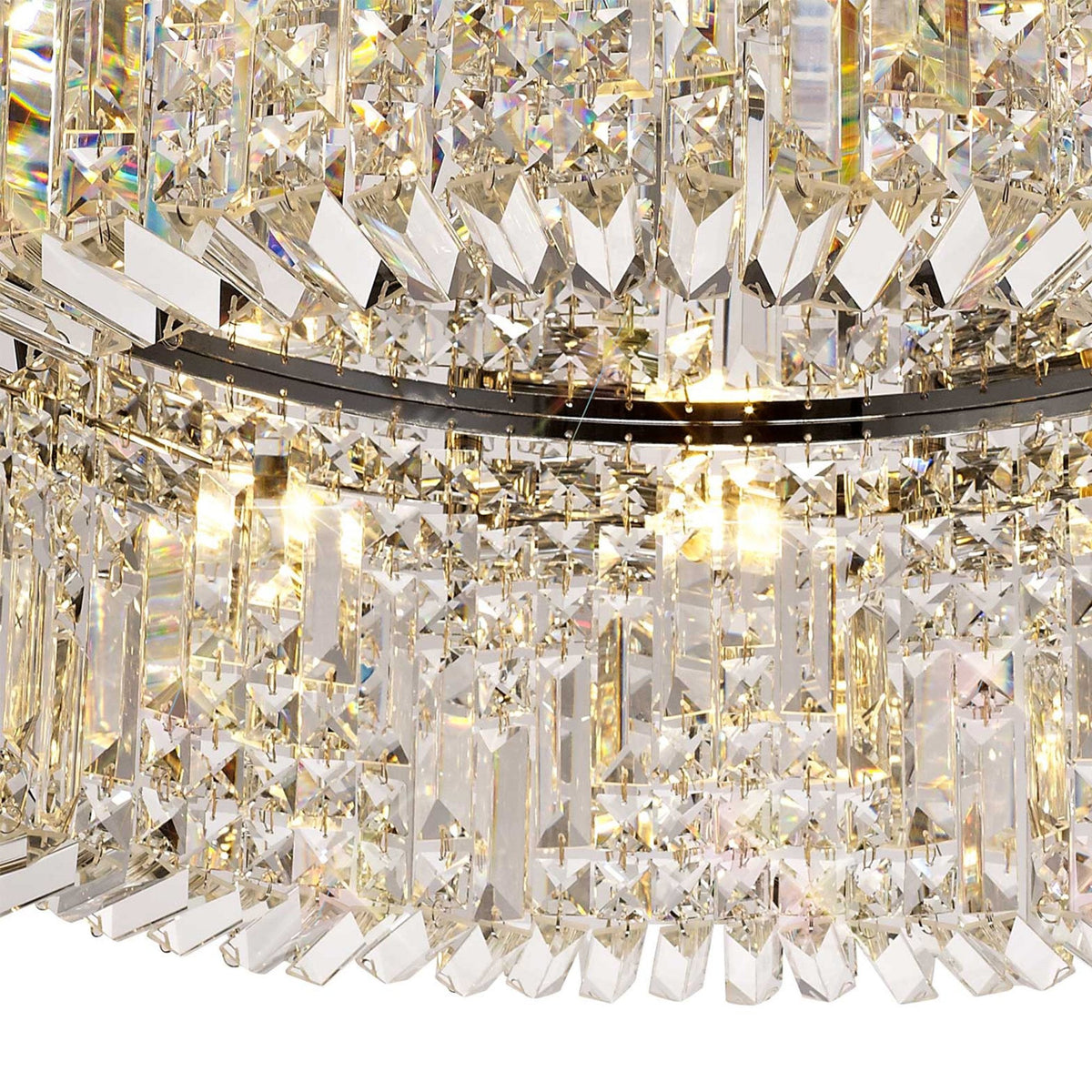 Lustleigh 85cm Round Flush Chandelier in Polished Chrome & Crystal