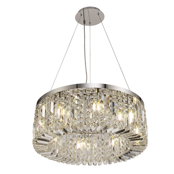 Lustleigh 60cm Round Pendant Chandelier in Polished Chrome & Crystal