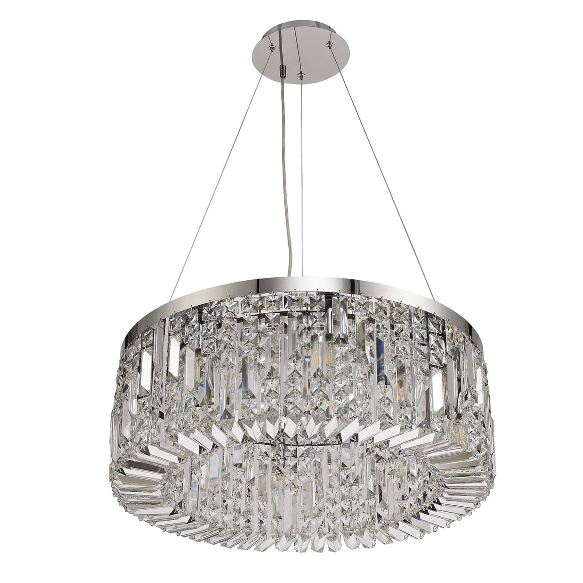 Lustleigh 60cm Round Pendant Chandelier in Polished Chrome & Crystal