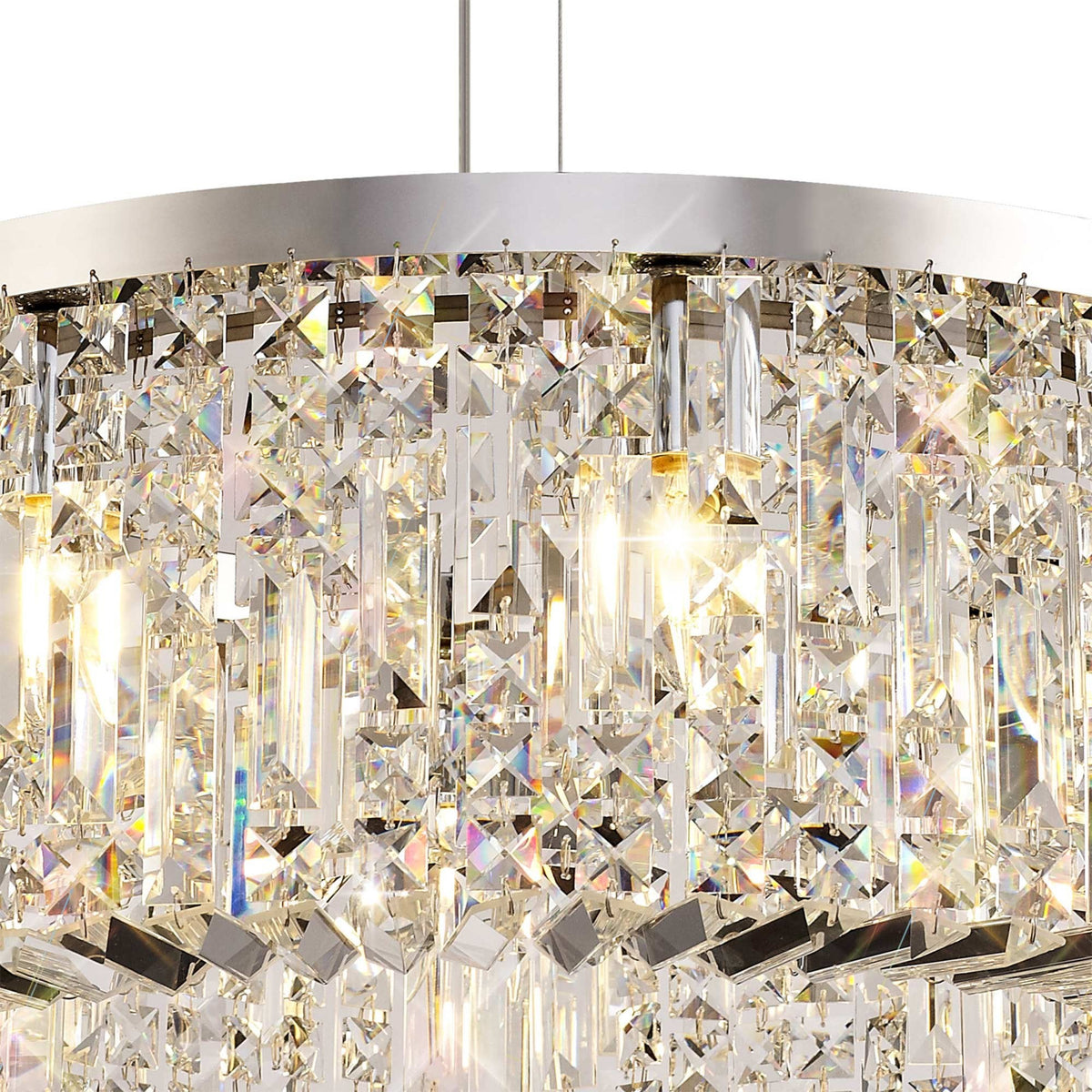 Lustleigh 60cm Round Pendant Chandelier in Polished Chrome & Crystal