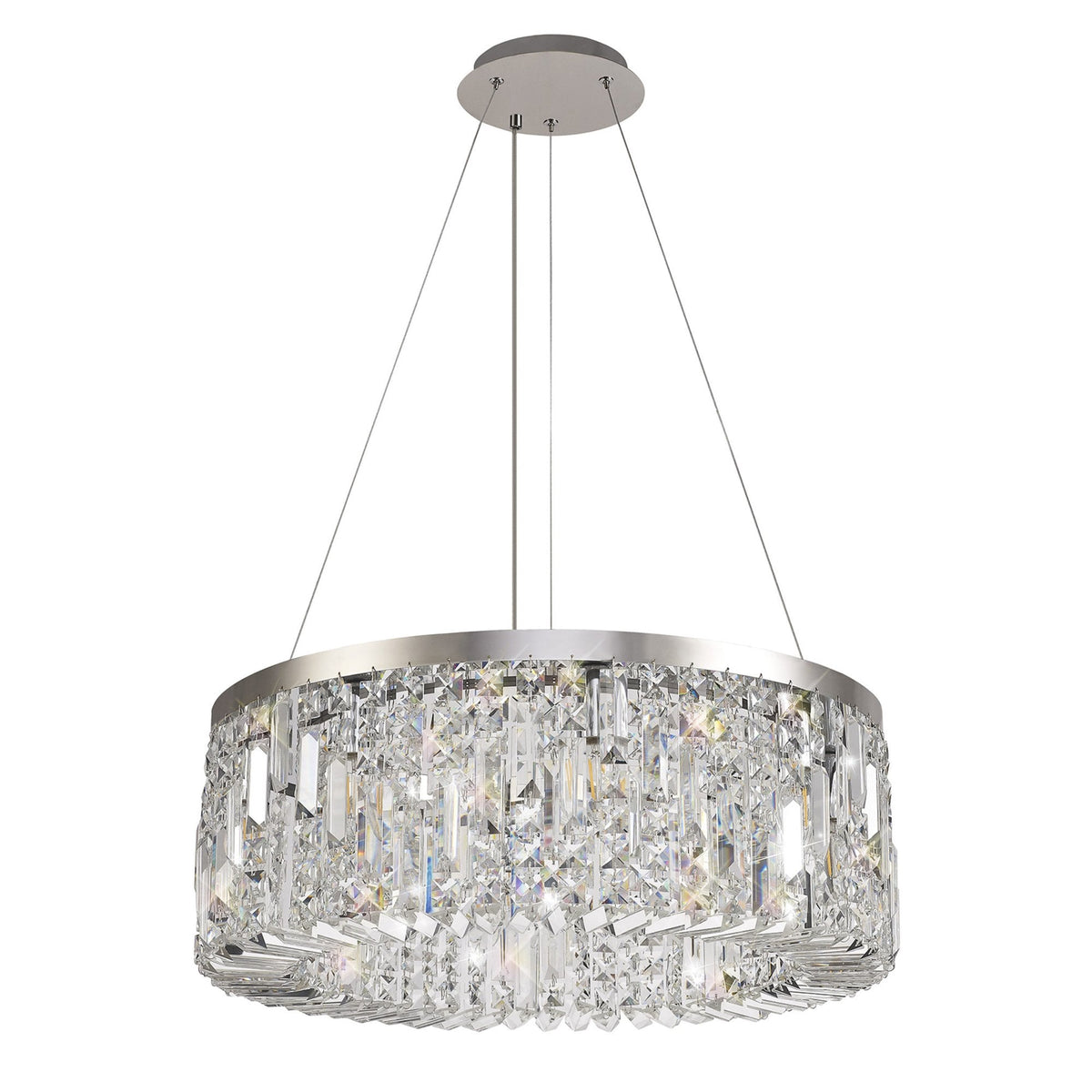 Lustleigh 60cm Round Pendant Chandelier in Polished Chrome & Crystal