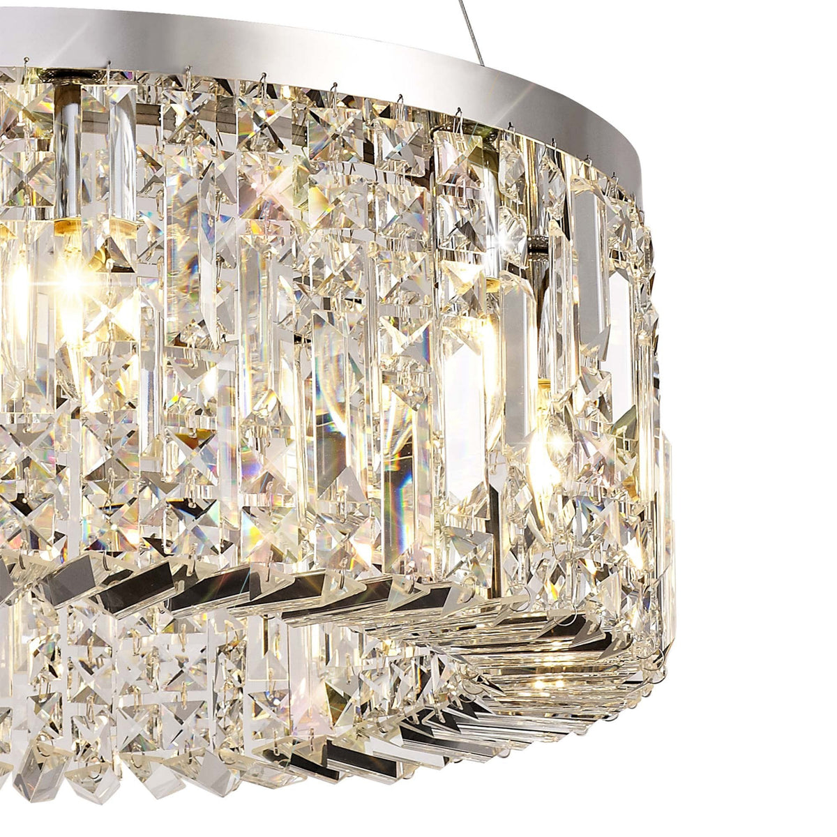 Lustleigh 60cm Round Pendant Chandelier in Polished Chrome & Crystal
