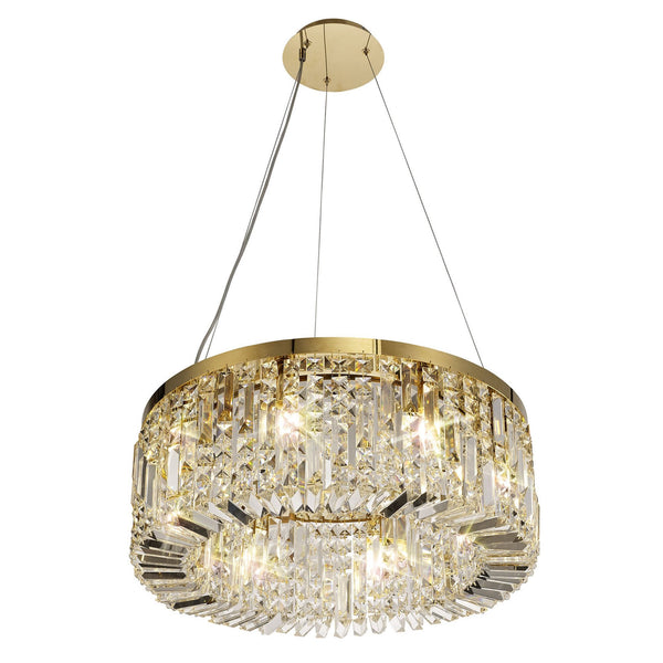 Lustleigh 60cm Round Pendant Chandelier in Polished Gold & Crystal