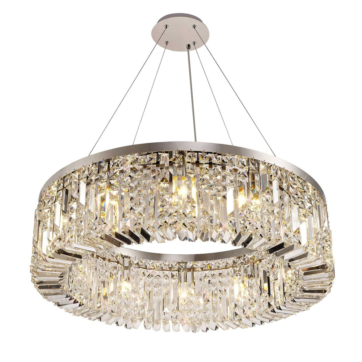 Lustleigh 80cm Round Pendant Chandelier in Polished Chrome & Crystal