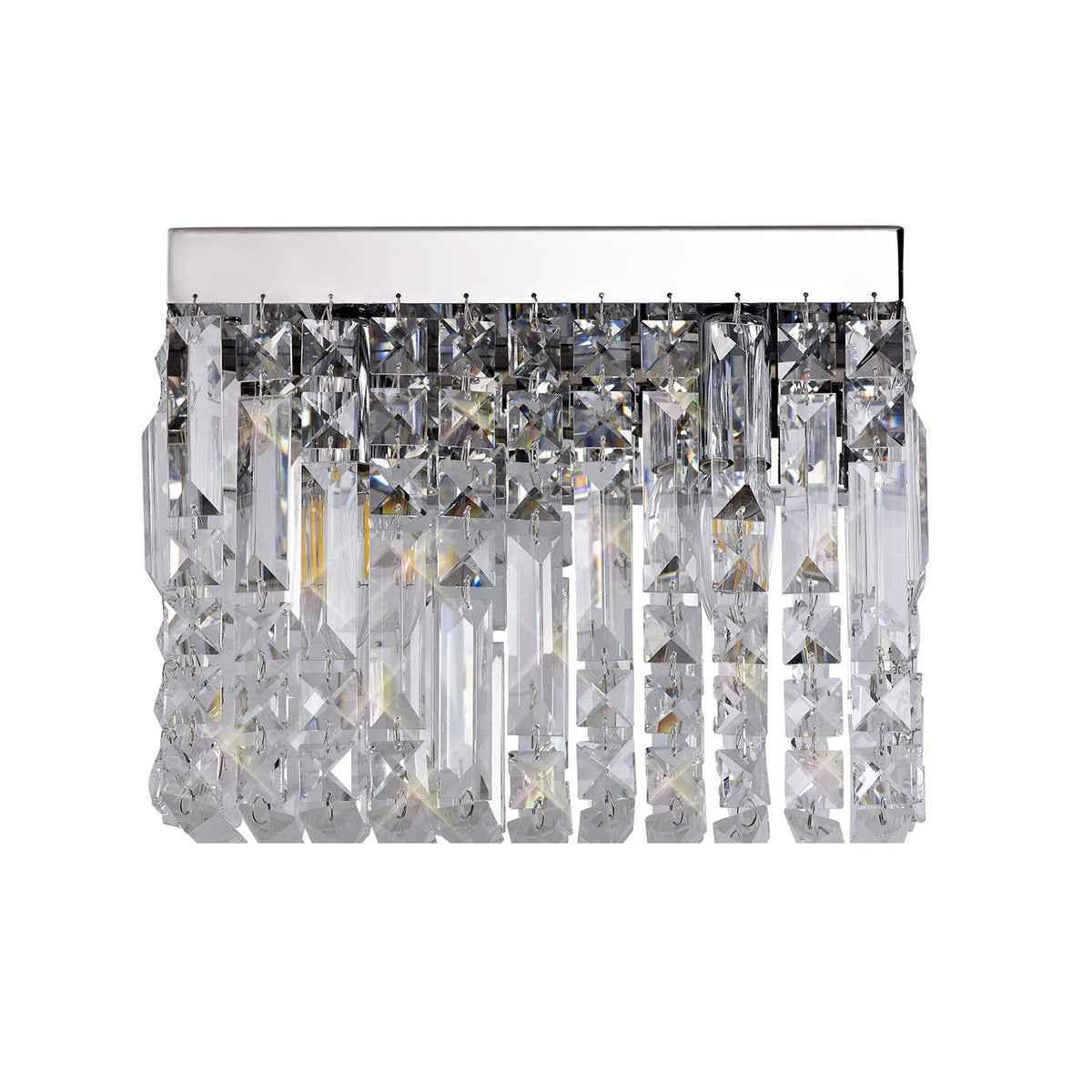 Lustleigh 2 Light Rectangular Wall Lamp in Polished Chrome & Crystal