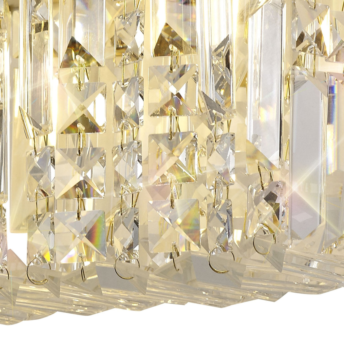Lustleigh 2 Light Rectangular Wall Lamp in Polished Gold & Crystal