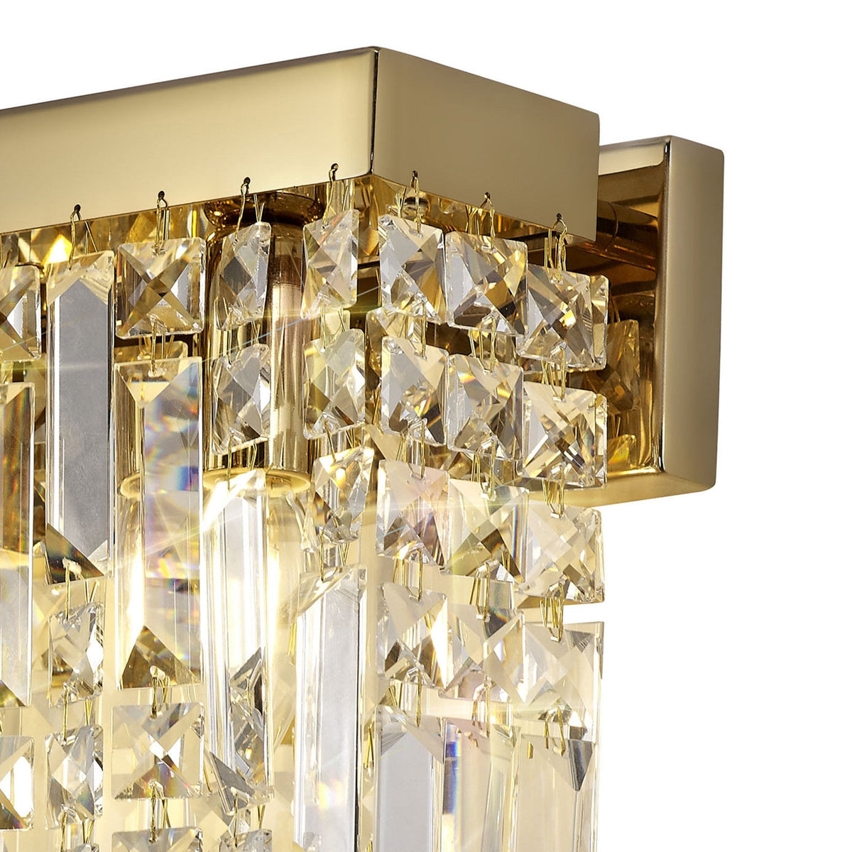 Lustleigh 2 Light Rectangular Wall Lamp in Polished Gold & Crystal