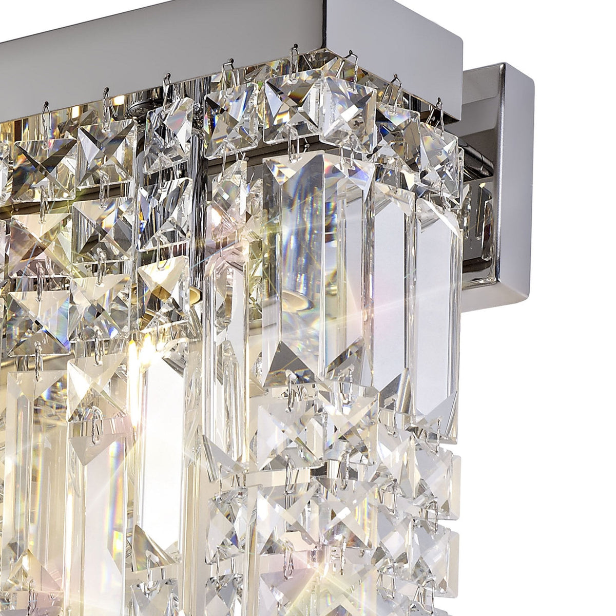 Lustleigh 3 Light Rectangular Wall Lamp in Polished Chrome & Crystal