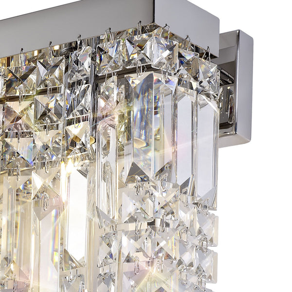 Lustleigh 3 Light Rectangular Wall Lamp in Polished Chrome & Crystal