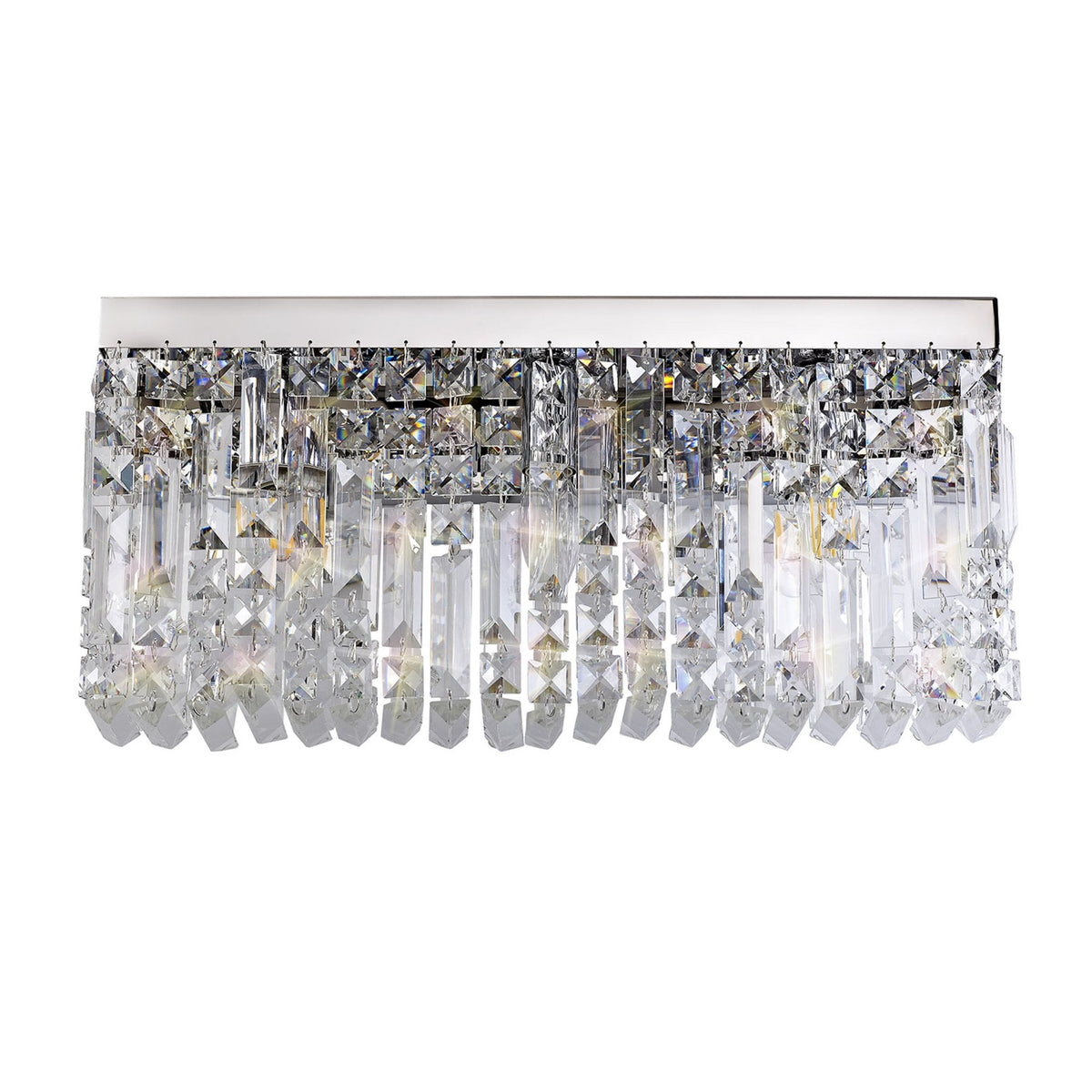 Lustleigh 3 Light Rectangular Wall Lamp in Polished Chrome & Crystal