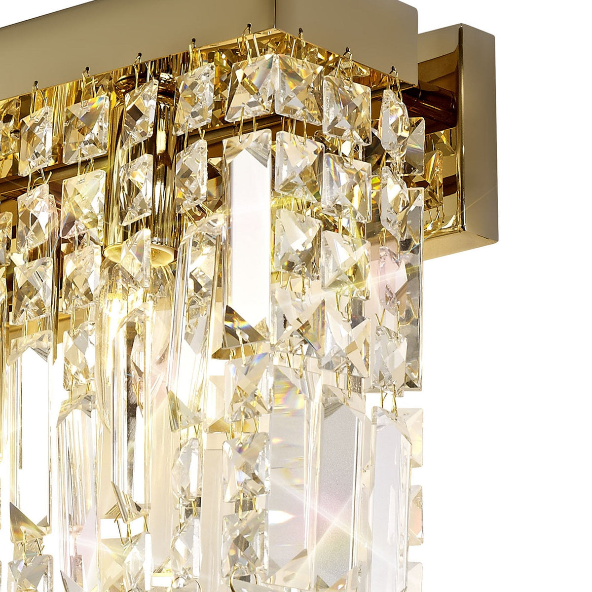 Lustleigh 3 Light Rectangular Wall Lamp in Polished Gold & Crystal