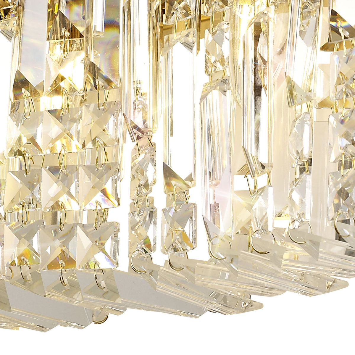 Lustleigh 3 Light Rectangular Wall Lamp in Polished Gold & Crystal