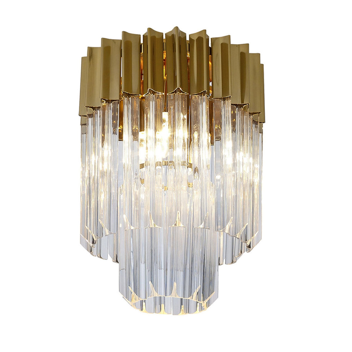 Kentisbeare 300mm Round Flush Chandelier in Brass & Clear Glass