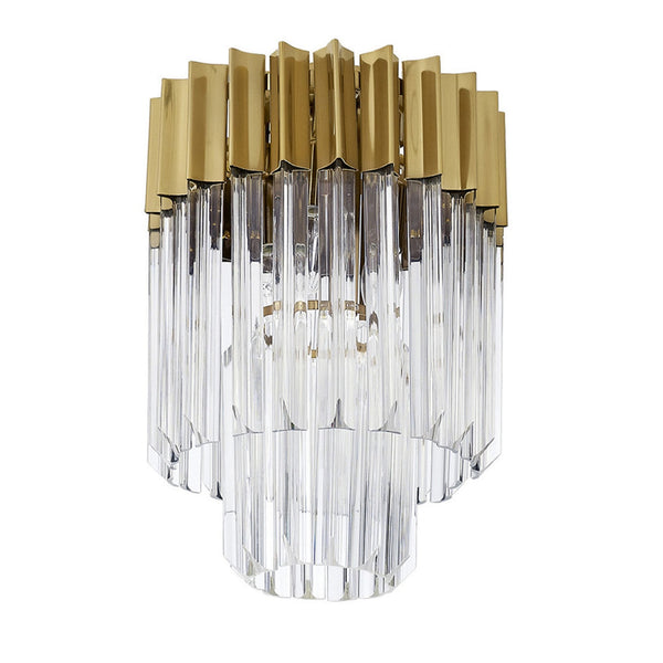 Kentisbeare 300mm Round Flush Chandelier in Brass & Clear Glass