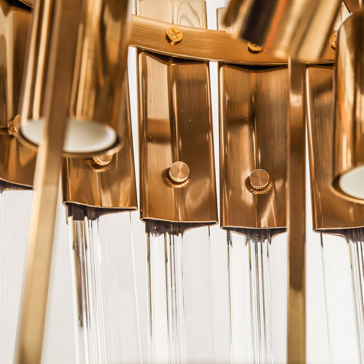 Kentisbeare 300mm Round Flush Chandelier in Brass & Clear Glass