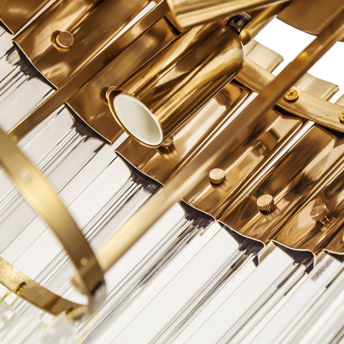 Kentisbeare 300mm Round Flush Chandelier in Brass & Clear Glass