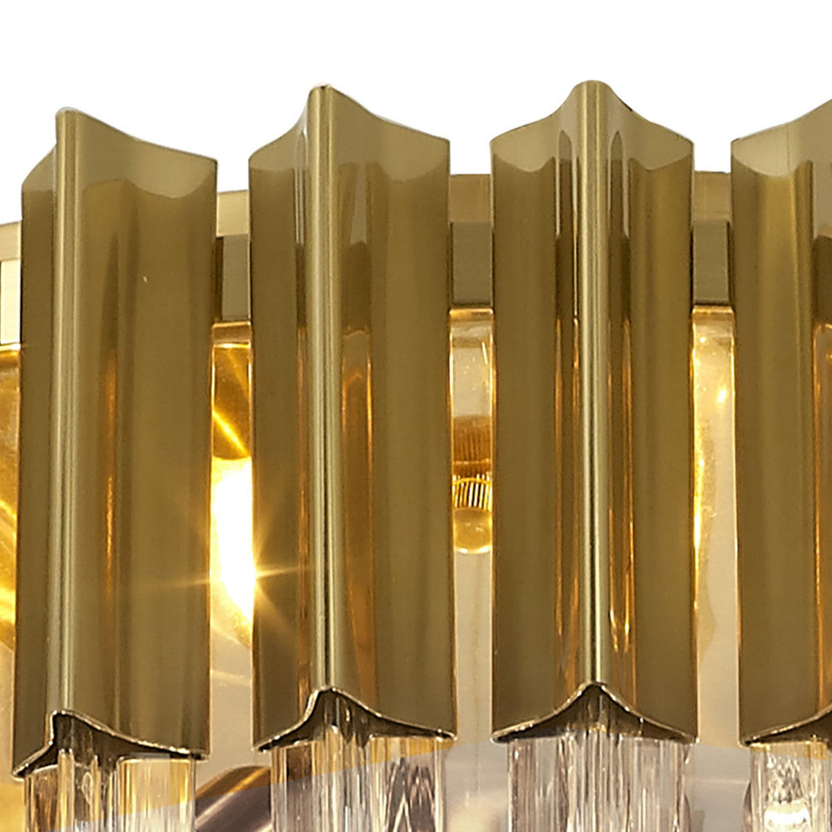 Kentisbeare 600mm Round Flush Chandelier in Brass & Clear Glass