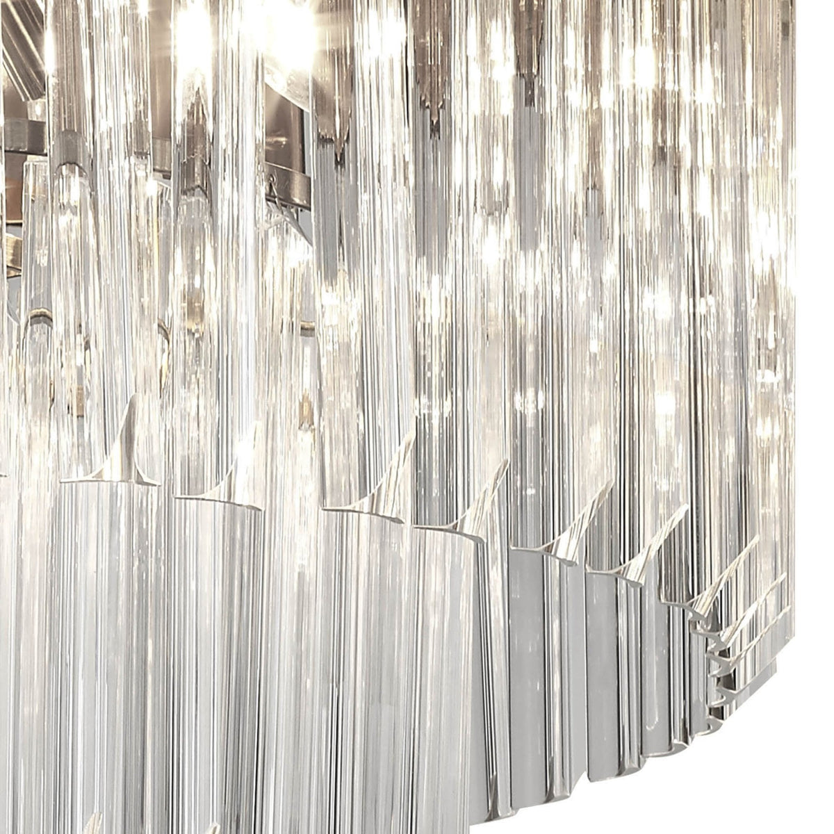 Kentisbeare 600mm Round Flush Chandelier in Brass & Clear Glass