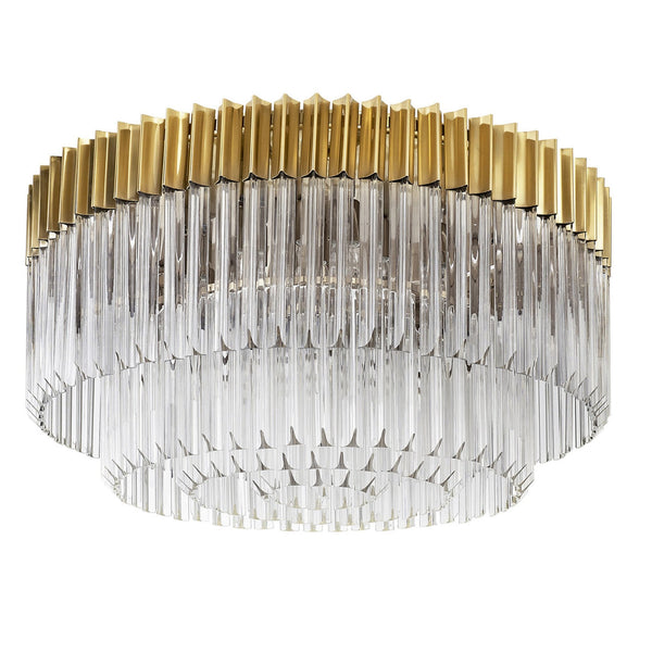 Kentisbeare 800mm Round Flush Chandelier in Brass & Clear Glass
