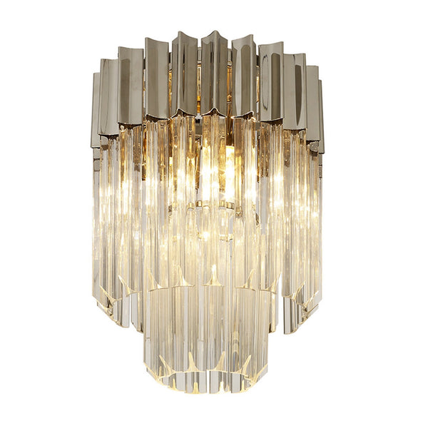 Kentisbeare 300mm Round Flush Chandelier in Polished Nickel & Clear Glass