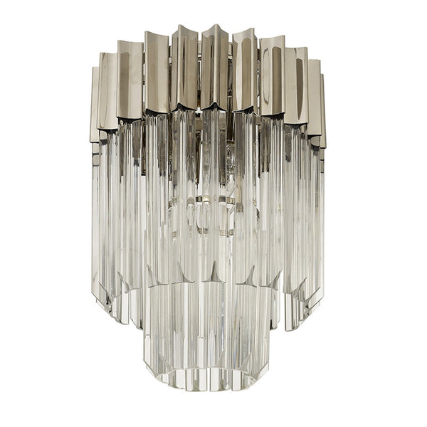 Kentisbeare 300mm Round Flush Chandelier in Polished Nickel & Clear Glass