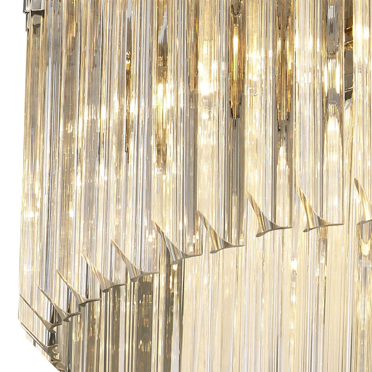 Kentisbeare 800mm Round Flush Chandelier in Polished Nickel & Clear Glass