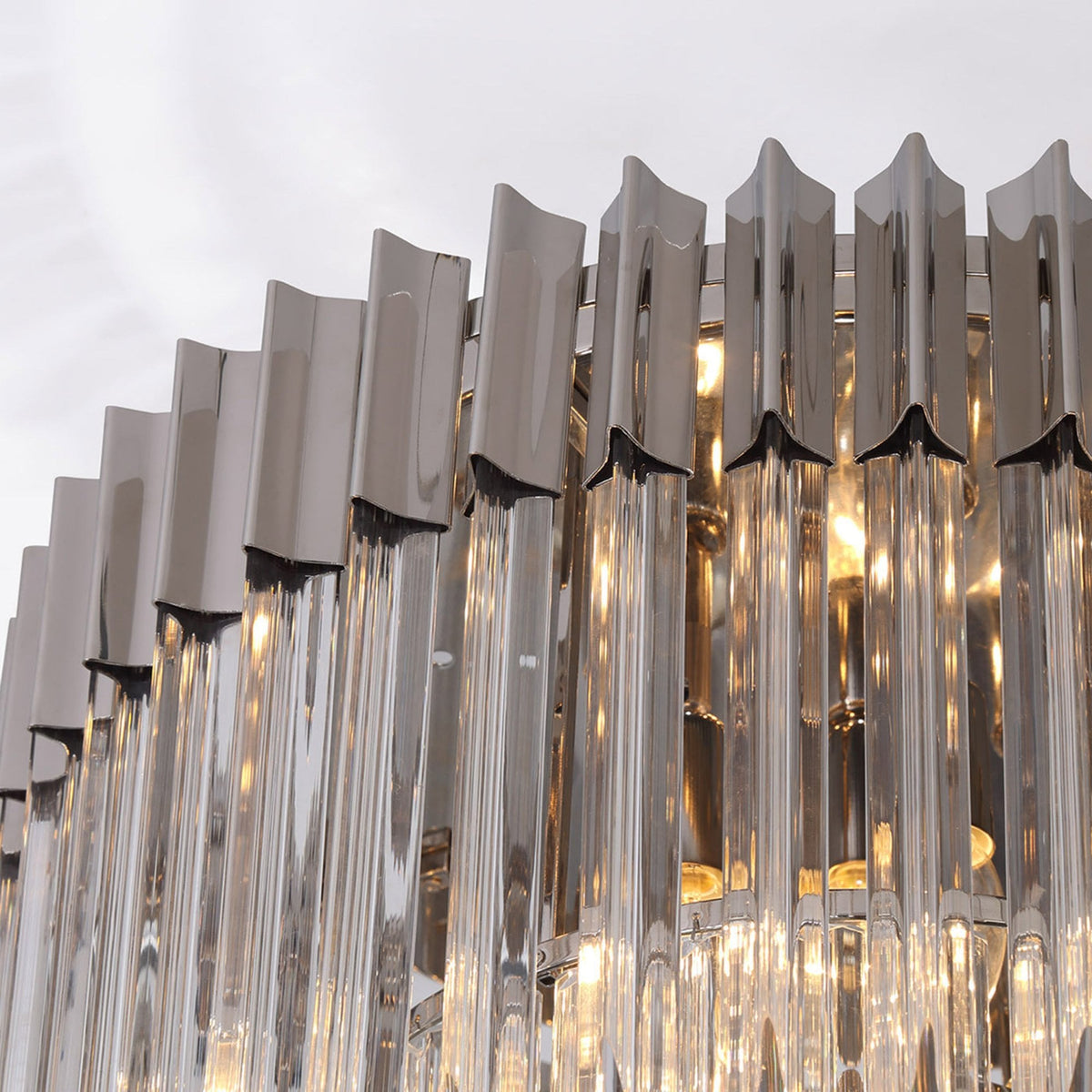 Kentisbeare 800mm Round Flush Chandelier in Polished Nickel & Clear Glass