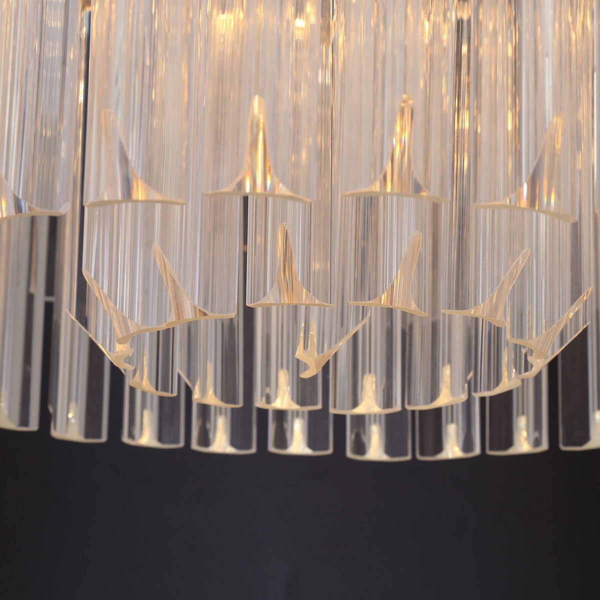 Kentisbeare 800mm Round Flush Chandelier in Polished Nickel & Clear Glass