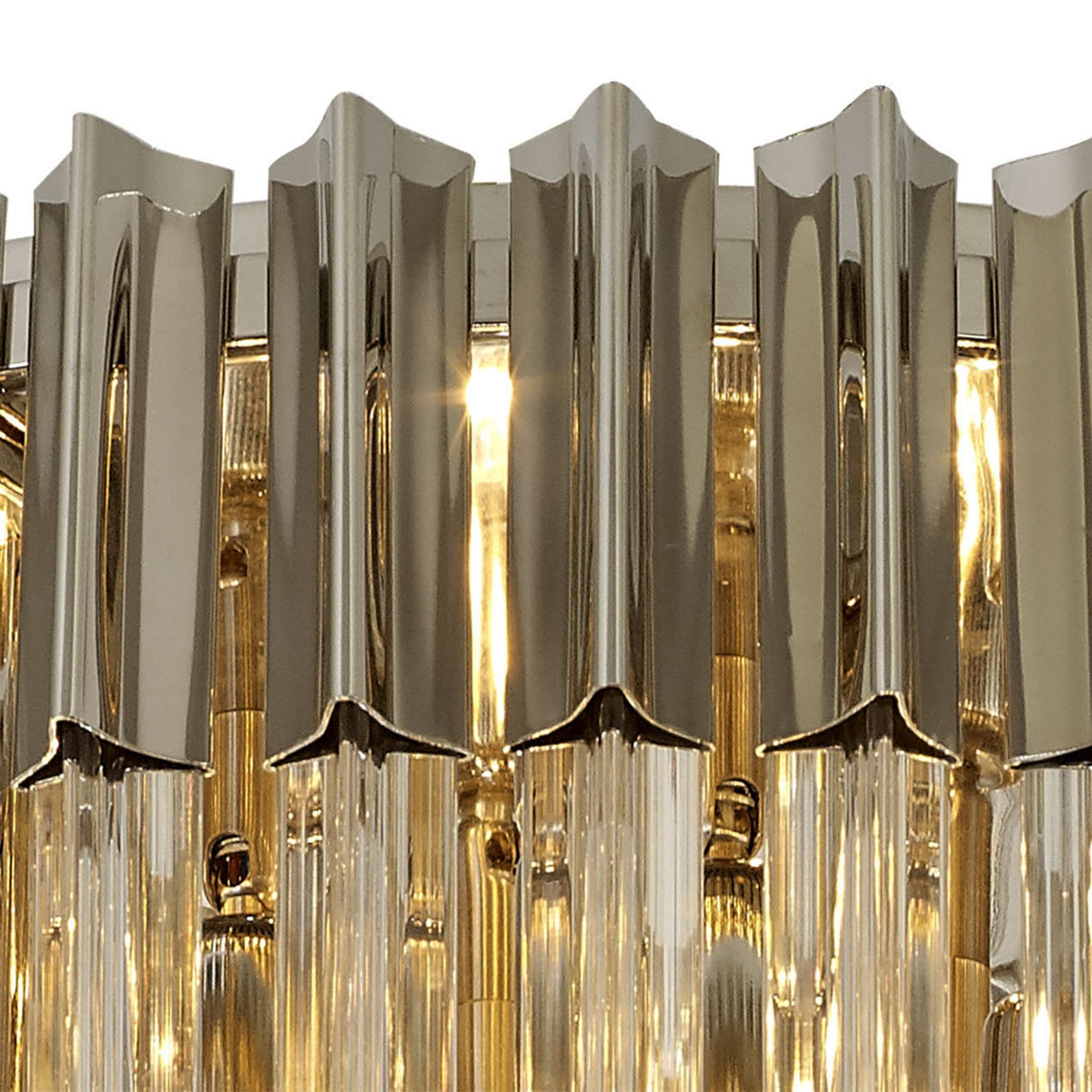 Kentisbeare 600mm Round Flush Chandelier in Polished Nickel & Clear Glass