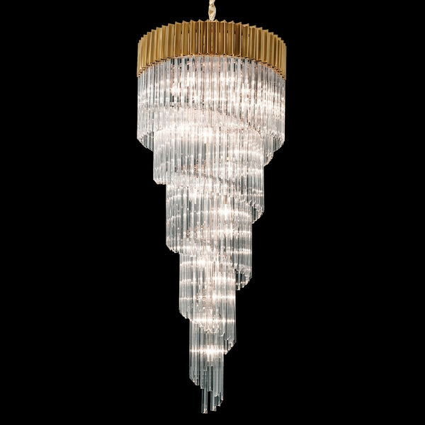 Kentisbeare 700mm 5 Tier 23 Lamp Chandelier in Brass & Clear Glass