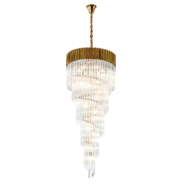 Kentisbeare 700mm 5 Tier 23 Lamp Chandelier in Brass & Clear Glass